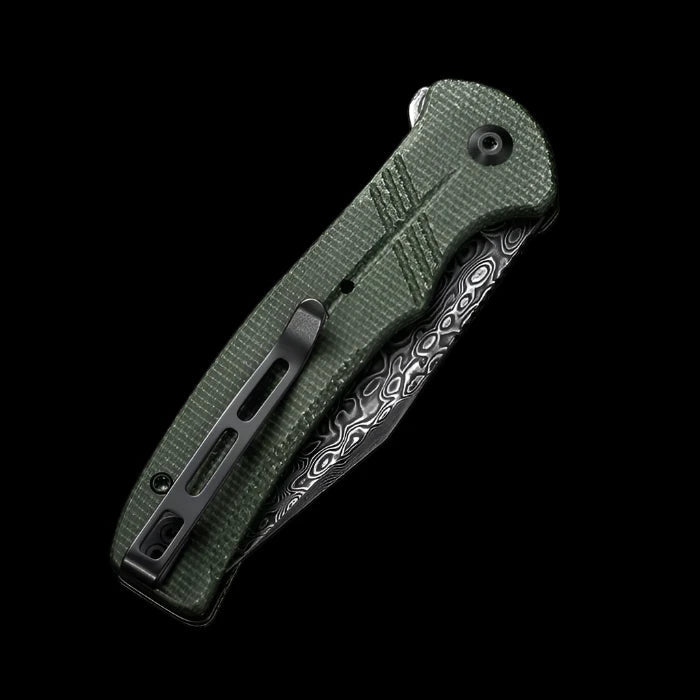 CIVIVI Cogent Flipper with Green Micarta Handle & 3.47" Damascus Blade - Boss Components