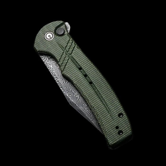 CIVIVI Cogent Flipper with Green Micarta Handle & 3.47" Damascus Blade - Boss Components