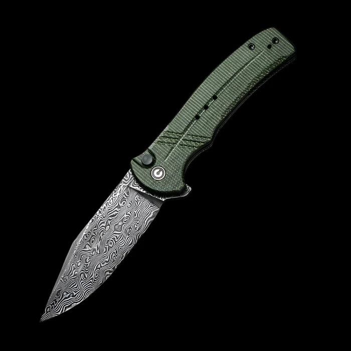 CIVIVI Cogent Flipper with Green Micarta Handle & 3.47" Damascus Blade - Boss Components