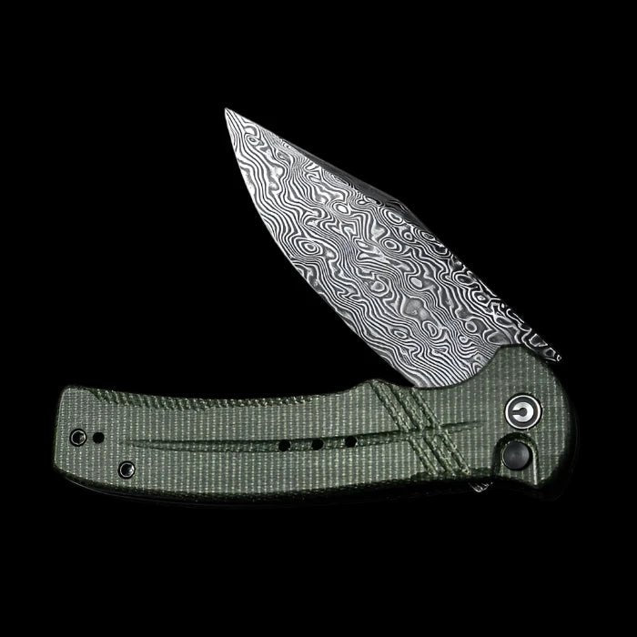 CIVIVI Cogent Flipper with Green Micarta Handle & 3.47" Damascus Blade - Boss Components