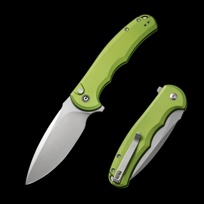 CIVIVI Praxis Flipper, Lime Green Aluminum Handle, 3.75" Nitro - V Blade - Boss Components